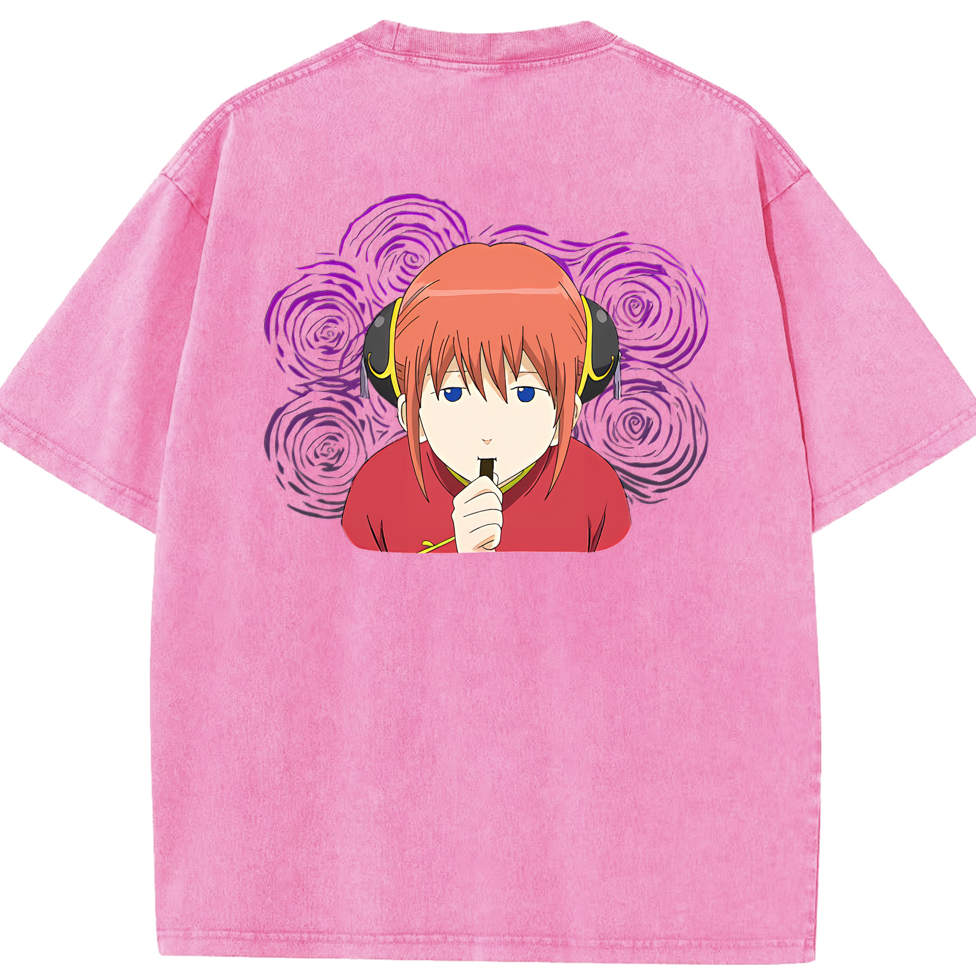 （画像用） ぎんたま 坂田銀時（さかたぎんとき） 神楽 志村新八（しむら しんぱち） GINTAMA Sakata Gintoki Kagura Shimura Shinpachi 綿100% ヴィンテージ風 半袖Tシャツ（背面プリント）